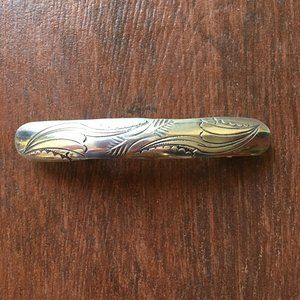 Engraved silver barrette